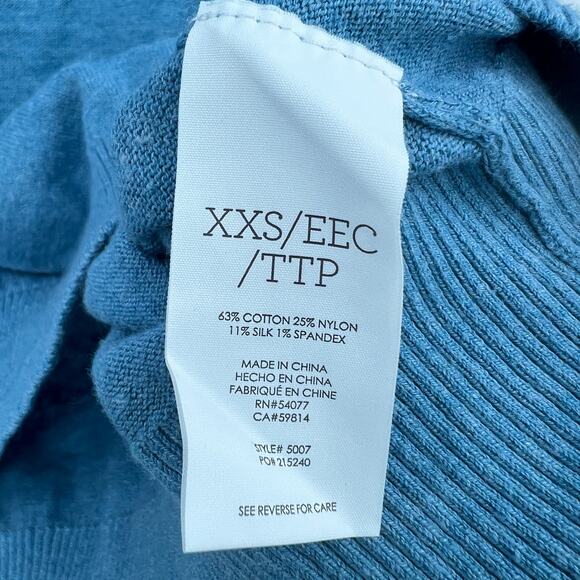 CAbi XXS Blue Silk Blend Sweater sweatshirt short sleeve pullover knit womens - Picture 8 of 8